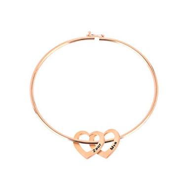 Imagem de Pulseira personalizada com pingentes de coração – Joias personalizadas com vários pingentes, pulseira de identificação personalizada para mulheres e esposas