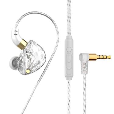 Imagem de Fone de ouvido para jogos, fone de ouvido intra-auricular, mega graves, fones de ouvido inclináveis com microfone, controle de fio inteligente para atender telefone (branco com microfone)