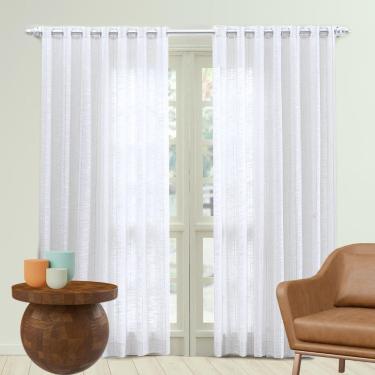 Imagem de Cortina Linho Premium 290X250 Com Ilhós Cromado - Branca