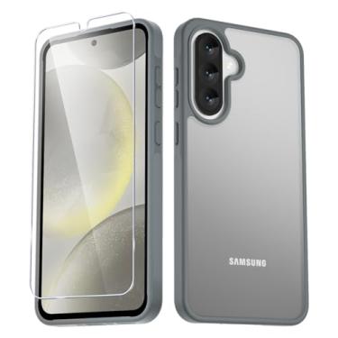 Imagem de YENAPOON Capa para Samsung Galaxy A36 5G/A56 5G, capa de celular fosca com 1 protetor de tela, parte traseira translúcida fosca, capa protetora fina à prova de choque, cinza