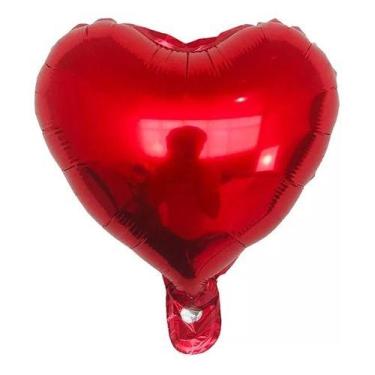 Imagem de 10 Balão Coração Metalizado Vermelho 10 Polegadas 20cm - NoBrand