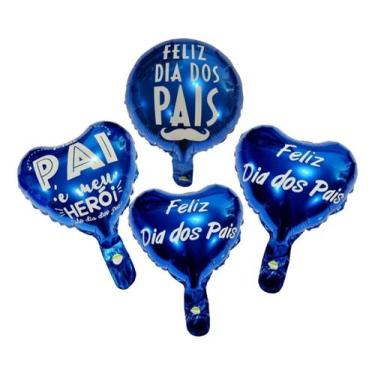 Imagem de Kit 20 Balão Metalizado Dia Dos Pais Sortido Azul Balão Pais - NoBrand