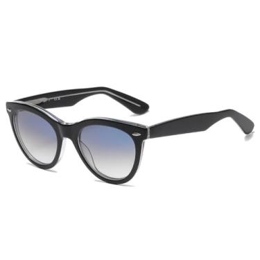 Imagem de Moda Acetato Mulheres Óculos de Sol Retro Moldura Redonda Lente de Vidro Ao Ar Livre Viagem Pesca Carro Dirigindo UV400, C8