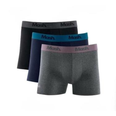 Imagem de Kit 3 cuecas boxer cotton Mash Ref.: 110.16, Preto, Marinho, Chumbo, S