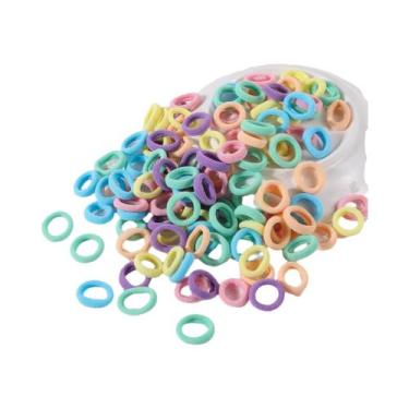 Imagem de 100 Elásticos de Cabelo Coloridos de Nylon para Meninas - Para Rabo de