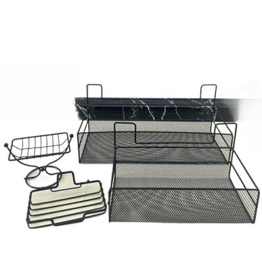 Imagem de Kit Suporte Organizador De Canto Prateleira Parede Para Cozinha E Banheiro Multiuso E Saboneteira(Kit 4（Preto ）)