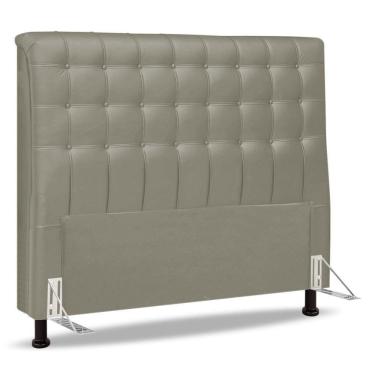 Imagem de Cabeceira Cama Box Casal Queen Size Ciara 160cm Botonê Com Frame Linho Bege