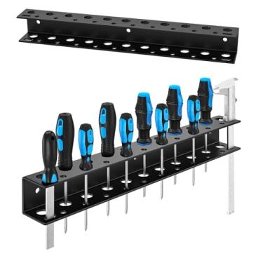 Imagem de Ouinis Organizador de chave de fenda, suporte de parede, rack de armazenamento utilitário de metal resistente para chaves de fenda, pinças pequenas ferramentas, suporte de chave de fenda adequado para