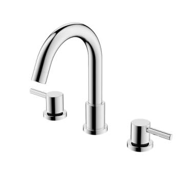 Imagem de Torneira de banheiro de 20 cm com mangueira de drenagem e suprimento, torneira de banheiro cromada com 2 alças para pia 3 furos, torneira de pia de banheiro GAOMON cromada