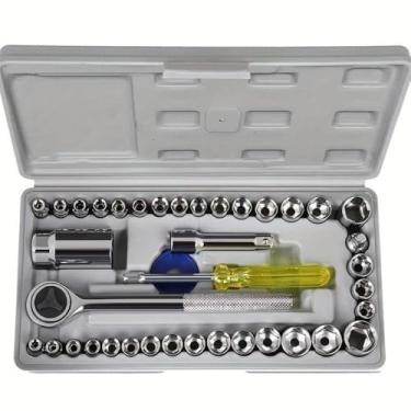 Imagem de 【​Jogo De Chaves Soquetes Sextavado Com Catraca 40 Peças e Maleta】 Kit Completo para Reparos Automotivos e Domésticos, Ferramentas, com Estojo Organizador
