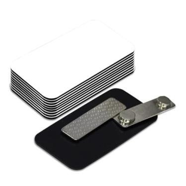 Imagem de Etiqueta de nome/emblema em branco – Pacote com 10 – 2,5 x 7,6 cm, cantos redondos, suporte magnético, Branco, 1-1/2" X 3"