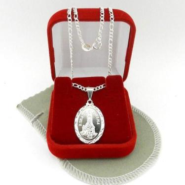 Imagem de Corrente Masculina 50Cm 2Mm N S Fatima Folheada Prata Cr221 - Wnbijout