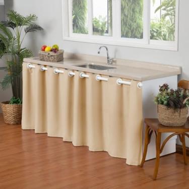 Imagem de Cortina Pequena para Pia 2,80m x 80cm Simples Oxford Decorativa Baratinho (AVELÃ)