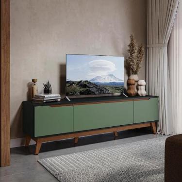 Imagem de Rack Kappesberg 3 Portas Preto Fosco/Verde Oliva 180cm