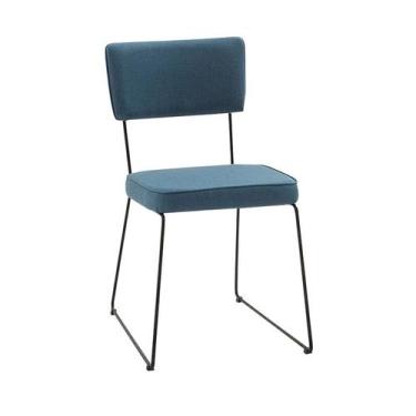 Imagem de Jogo Cadeira Roma Linho Azul 78x42x57 cm Daf 4 Unidades