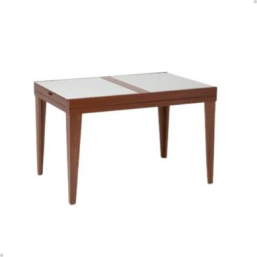 Imagem de Mesa De Jantar Extensível 1.20 a 1.80 Com Vidro Pés Madeira Gênova - D