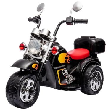 Imagem de Mini Moto Motocicleta Elétrica Preta Infantil 6V com Som Luz Retrovisor