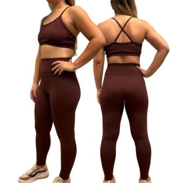 Imagem de Conjunto Fitness Feminino Legging Cós alto + Top Poliamida Blackout Ze