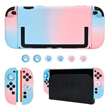 Imagem de DLseego Capa rígida protetora para Nintendo Switch 2 (2025), capa de aderência de PC para Joy Con, protetores de controle JoyCon destacáveis, à prova de choque e resistente a arranhões, 6 alças de