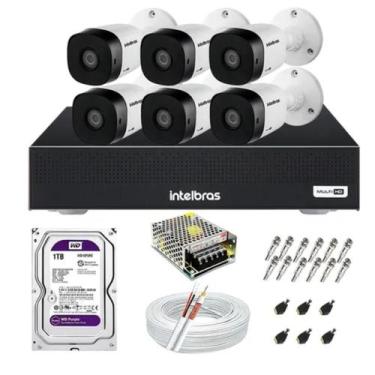 Imagem de Kit 6 Câmeras Intelbras Hdcvi Dvr 8 Canais HD 1tb WD Purple com Aplica