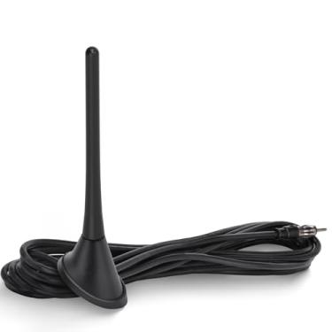 Imagem de SZSAUTO Rádio estéreo AM FM universal para carro, antena curta de mastro de 15 cm com base de montagem - Antena de substituição FM de veículo universal compatível com receptor estéreo automotivo
