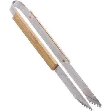 Imagem de Pinça Para Churrasco Aço Inox Com Cabo de Bambu Lyor