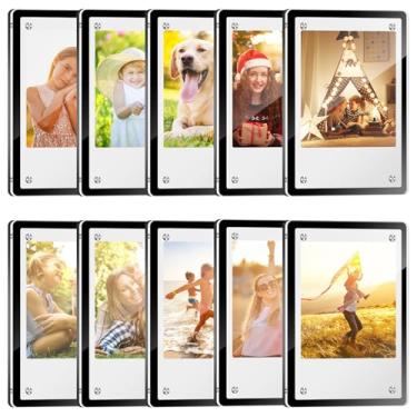 Imagem de JUOIFIP Pacote com 10 molduras de acrílico Polaroid para geladeira, porta-retrato magnético, tamanho carteira, serve para mini filme instantâneo e papel fotográfico 5 x 7 cm, moldura magnética de 6 x