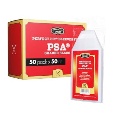 Imagem de Cardboard Gold Capas para cartões com classificação PSA – 2500 unidades de mangas resseláveis de ajuste perfeito para beisebol classificado PSA, futebol, jogos, cartas esportivas – protetor de placas