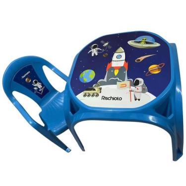 Imagem de Mesa Infantil Azul + 01 Cadeira Infantil Rischioto Kit