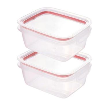Imagem de " Kit 2 Potes Herméticos Plastil 550ml Potes Para Marmitas Com 2 Travas De Segurança Para Transporte De Alimentos Porta Frios E Petiscos Pote Hermético Com Anel de Vedação Material BPA Free "