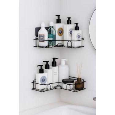 Imagem de Prateleira de Canto em L para Banheiro Preta – Organizador Porta Shampoo em Metal Resistente, Cozinha e Armário, Design Moderno