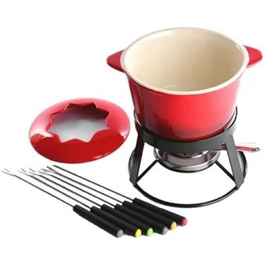 Imagem de Conjunto de Fondue Aretha Inox Vermelho 11 pçs - Western Utilidades