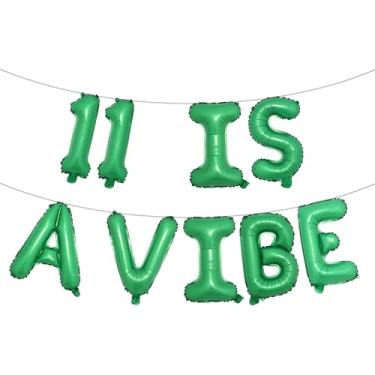 Imagem de Eleven is a Vide Birthday Decor Balloon Banner Groovy 11th Birthday Party Decor Retro Rainbow Balloon Hippie 70s 11th Bday Supplies for Girl Retro Hippie Party (11 IS A VIBE Green)