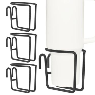 Imagem de DJAPWPX 4 peças de suporte de copo de carrinho de compras, suporte de bebida de metal para carrinho de compras com barra inferior pendurado para copo de bebida para caneca de café, garrafa de água