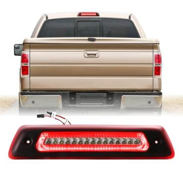 Imagem de USR 09-14 F150 3ª luz de freio – terceira lâmpada de freio traseira - compatível com caminhonete Ford F-150 2009-2014 todos os modelos/acabamentos (Lente vermelha/transparente barra de LED vermelha 3ª