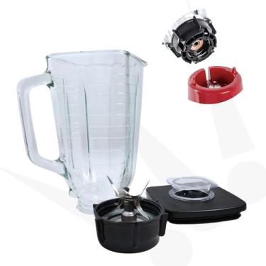 Imagem de Kit Jarra Copo de Vidro Quadrado Para Oster Clássico Conjunto Base com
