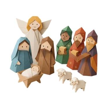 Imagem de Fenteer Kit de Presépio de Papel para Decoração de Casa, Decoração de Natal, Kit de Presépio de Papel Dobrável para Celebrações em Sala de Aula e Ambientes, Style B
