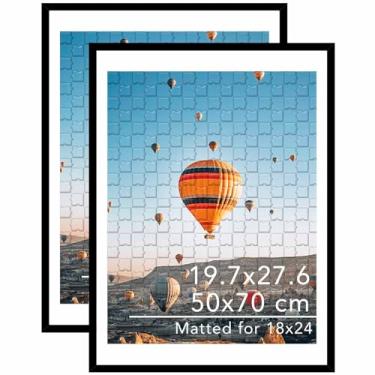 Imagem de JCJMY Moldura de quebra-cabeça de 19,7 x 27,6 cm para pôster de quebra-cabeça de 50 x 70 cm, tela de 18 x 24 com tapete ou 19,7 x 27,6 sem, moldura de quebra-cabeça de 50 x 70 cm, 1000 peças, pacote