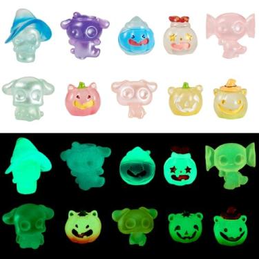 Imagem de FASHEWELRY 20 peças luminosas mini figuras de animais de resina que brilham no escuro para esconder, lindas abóboras, fada, elfo, pequena estátua em miniatura para jardim de fadas, decoração de festa