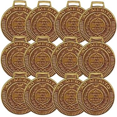 Imagem de Kit com 24 Medalhas Rema Honra Ao Mérito 60mm Com Fita Cor Bronze 4460
