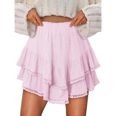 Imagem de Shorts Only Puff Flowy Ruffle, cintura alta, rosa Sakura M - onlypuff