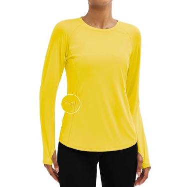 Imagem de Camisa de treino TACVASEN Rash Guard feminina de manga comprida, amare