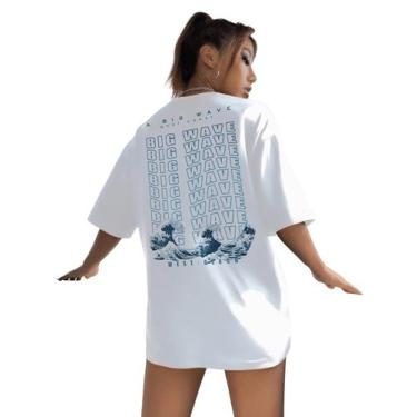 Imagem de Camiseta feminina SweatyRocks, de manga curta, grande, branca, azul