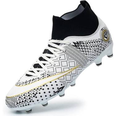 Imagem de Tênis de futebol masculinos de futebol com pontas longas, couro e borr