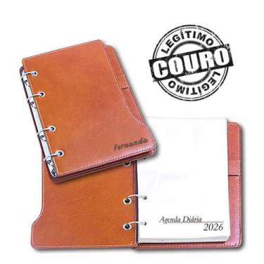 Imagem de Agenda Diária 2026- A5 Em Couro Havana - Finess Presentes