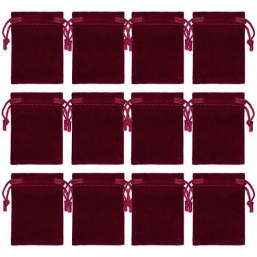 Imagem de Bolsas de joias de tecido de veludo Sacos de veludo com cordão 100 uni