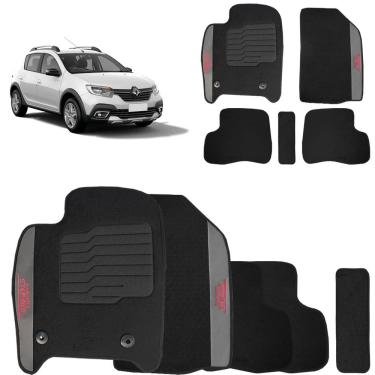 Imagem de Jogo de Tapete Carpete Sandero Stepway 2008 a 2025 Preto 5 P
