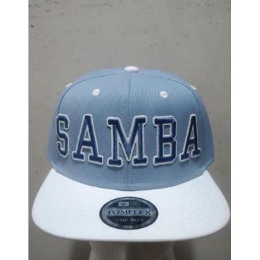 Imagem de Boné Samba Azul Branco Aba Reta Snapback Adulto - Blackchic
