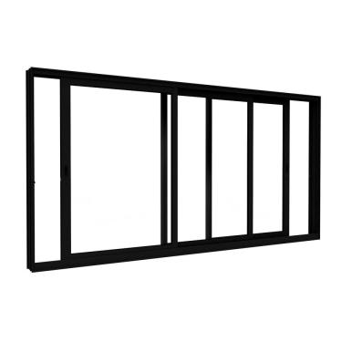 Imagem de Janela de Alumínio de Correr 3 Folhas Móveis 100x150cm Lucasa Eccellente Preto