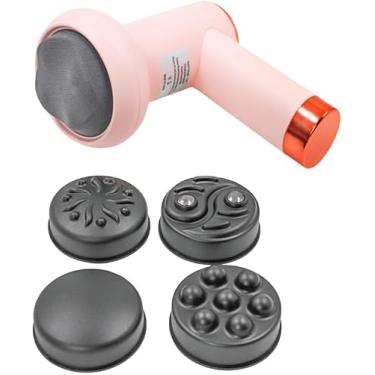 Imagem de Massageador Elétrico Muscular Corporal Recarregável 5 em 1 – 6 Níveis de Intensidade e 5 Cabeças para Alívio de Dores e Relaxamento - Rosa
